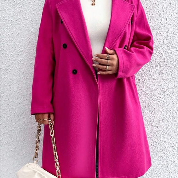 Plus size lapel collar double breasted overcoat jacket - Picture 9 of 13